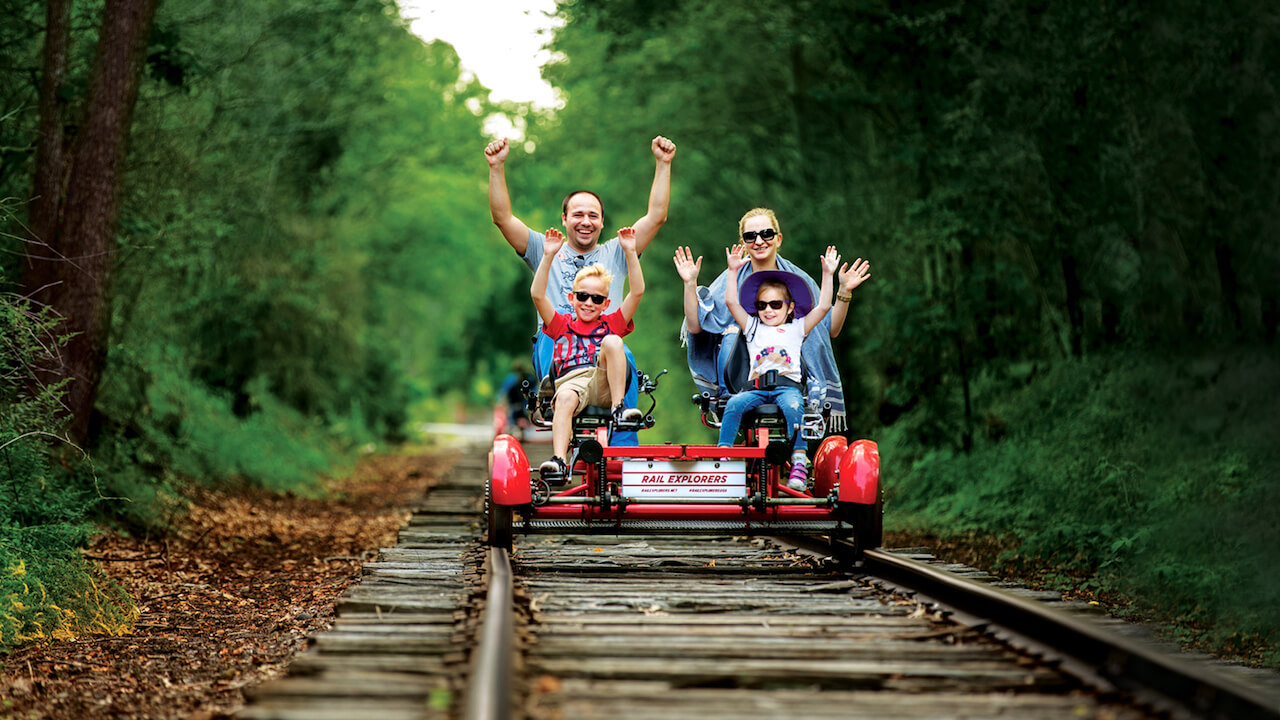 Family enjoying a quad explorer ride in the Catskills